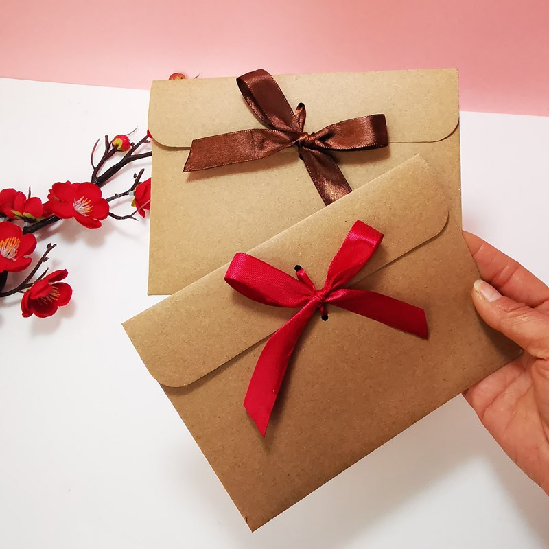 Letter Envelope Kraft - 10 Stück Retro-Kraftpapier-Umschläge mit Schleifenband, CD-Halter,