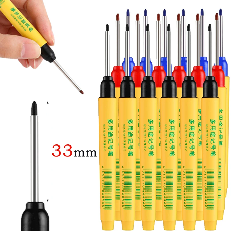 Whiteboard Marker Set - 6 Stück/Set 33mm Rot/Blau/Schwarz Langkopf-Markierstift Holzbearbeitung