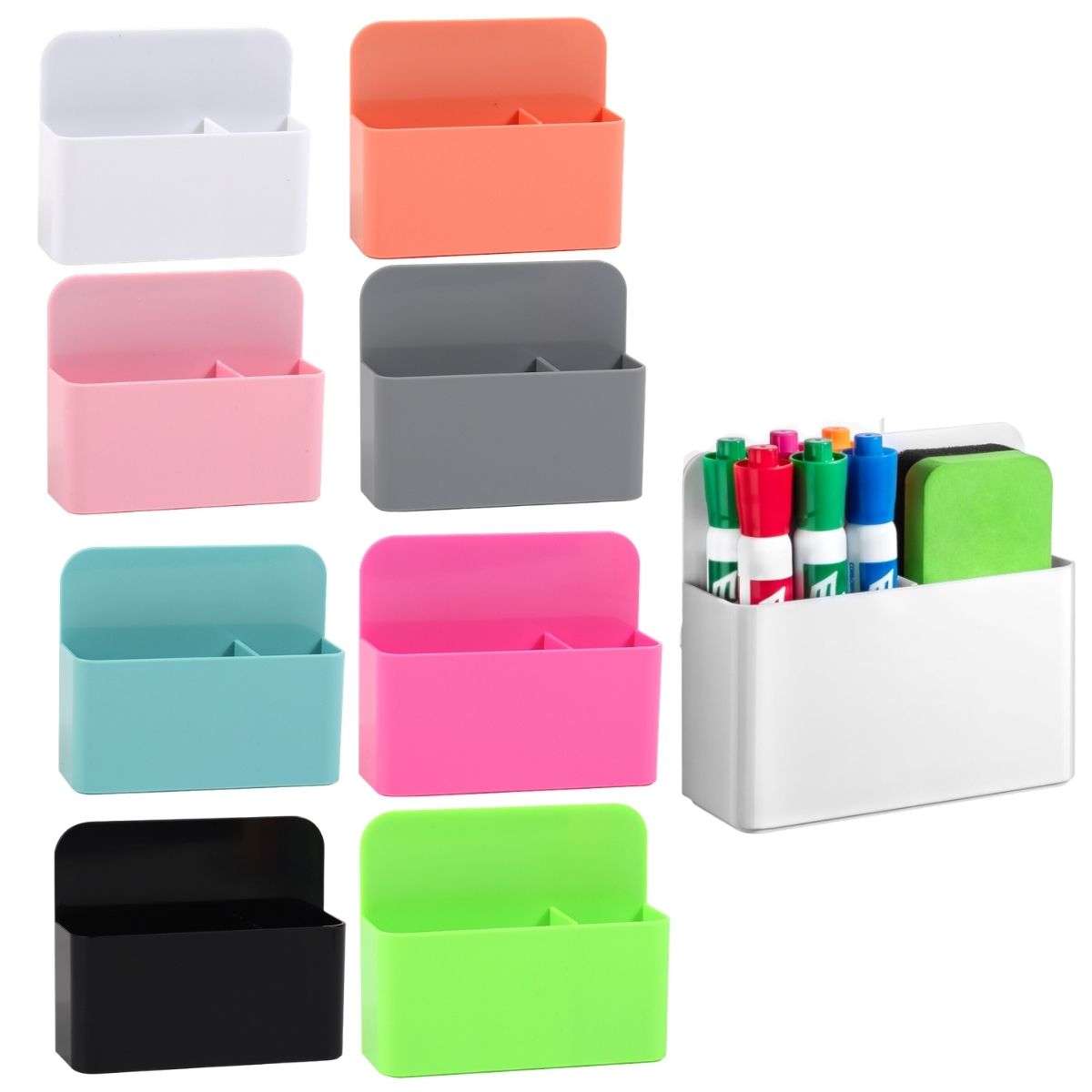 Whiteboard Marker Set - 2 Stück Magnetischer Whiteboard-Markerhalter aus Kunststoff,