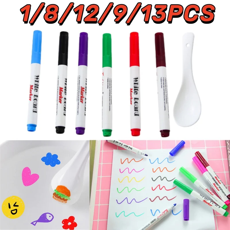 Whiteboard Marker Set - Magische Wasserfarben-Stiftset, Whiteboard-Marker, Kritzelstifte für Kinder,